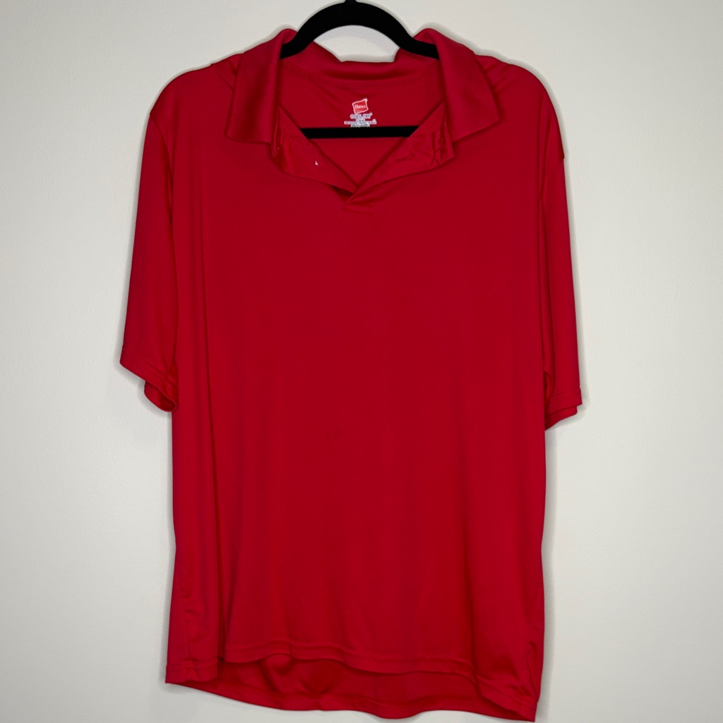 Hanes Vibrant Red Dry Fit Men's Polo Shirt